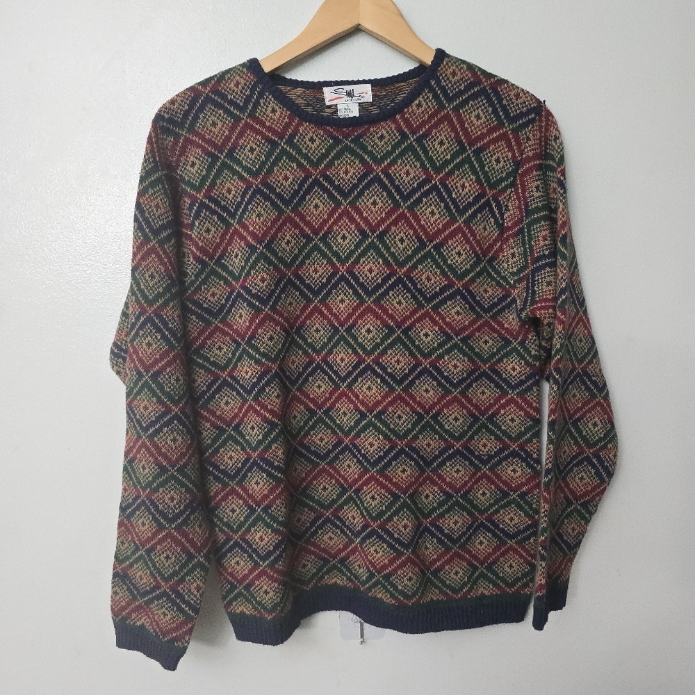Vintage 80s SML Sport Sweater Womens Large Retro All Over Pattern
